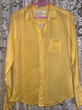 Frank & Eileen Yellow Linen Button-Down Shirt